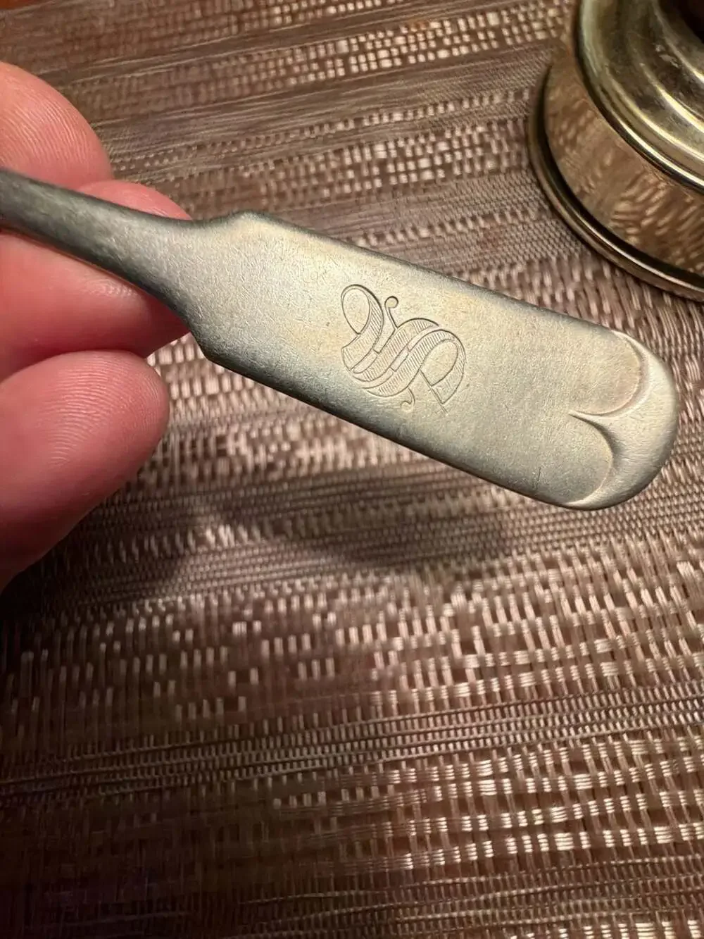 Vintage Brazil Silver Monogrammed Teaspoon